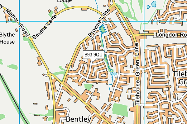 B93 9QU map - OS VectorMap District (Ordnance Survey)