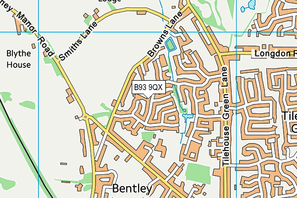 B93 9QX map - OS VectorMap District (Ordnance Survey)