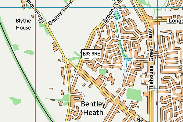 B93 9RE map - OS VectorMap District (Ordnance Survey)
