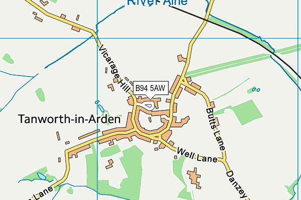 B94 5AW map - OS VectorMap District (Ordnance Survey)
