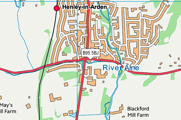 B95 5BJ map - OS VectorMap District (Ordnance Survey)