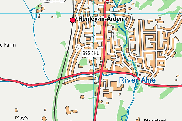 B95 5HU map - OS VectorMap District (Ordnance Survey)