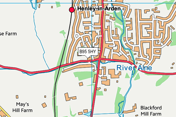 B95 5HY map - OS VectorMap District (Ordnance Survey)