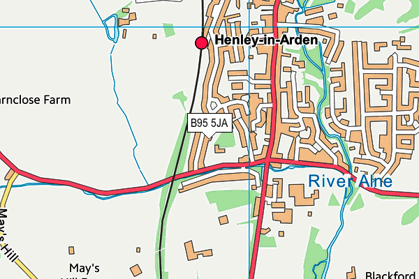 B95 5JA map - OS VectorMap District (Ordnance Survey)