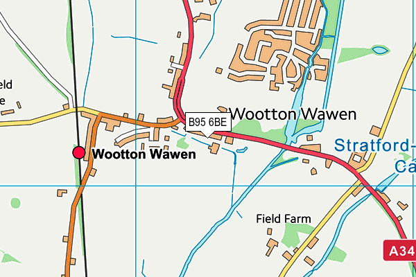 B95 6BE map - OS VectorMap District (Ordnance Survey)