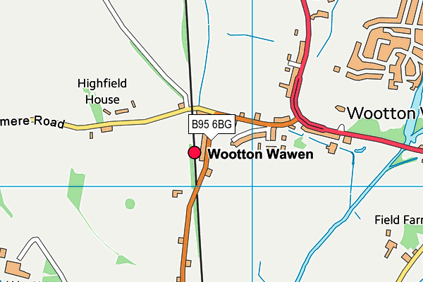 B95 6BG map - OS VectorMap District (Ordnance Survey)