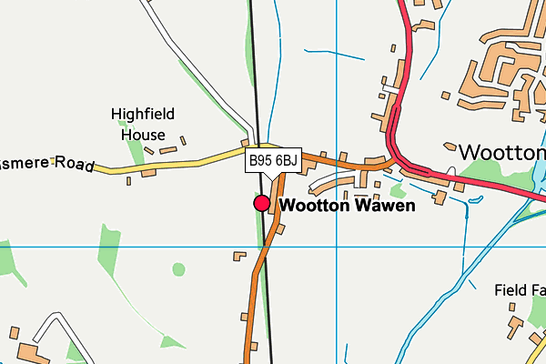 B95 6BJ map - OS VectorMap District (Ordnance Survey)