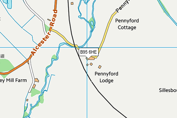 B95 6HE map - OS VectorMap District (Ordnance Survey)