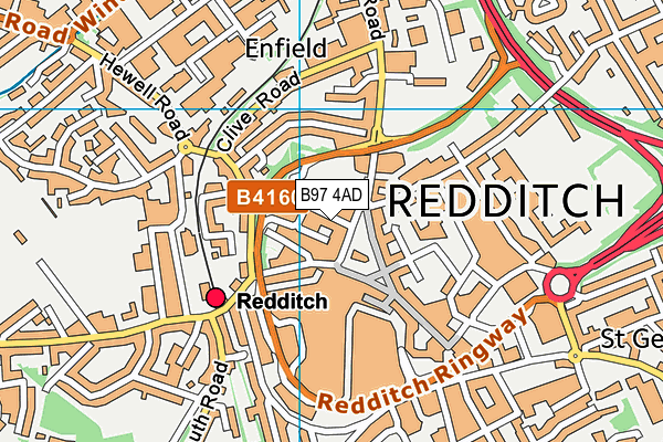 B97 4AD map - OS VectorMap District (Ordnance Survey)