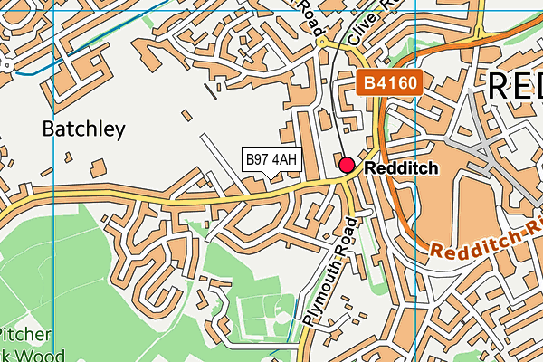 B97 4AH map - OS VectorMap District (Ordnance Survey)