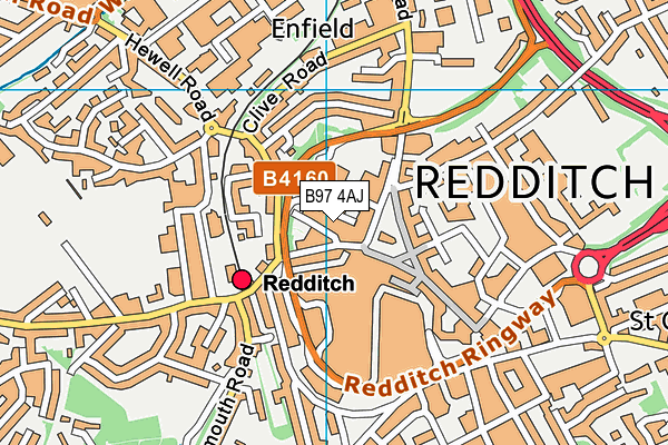 B97 4AJ map - OS VectorMap District (Ordnance Survey)