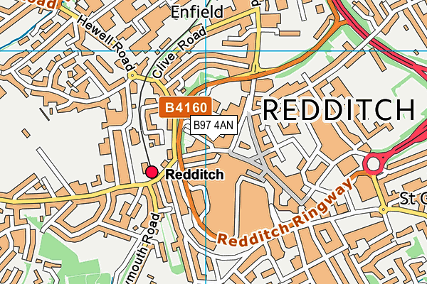 B97 4AN map - OS VectorMap District (Ordnance Survey)