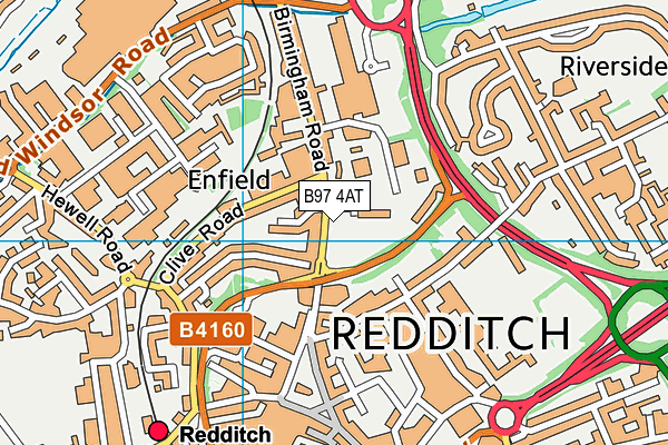 B97 4AT map - OS VectorMap District (Ordnance Survey)