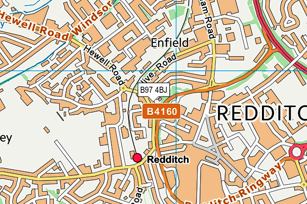 B97 4BJ map - OS VectorMap District (Ordnance Survey)