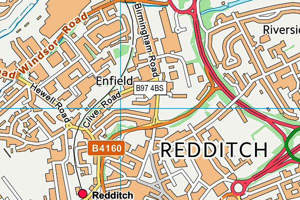 B97 4BS map - OS VectorMap District (Ordnance Survey)