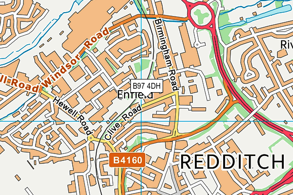 B97 4DH map - OS VectorMap District (Ordnance Survey)