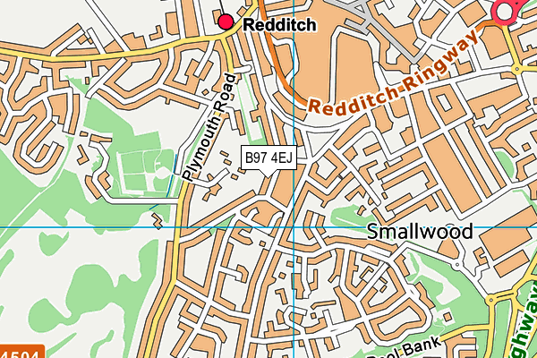 B97 4EJ map - OS VectorMap District (Ordnance Survey)