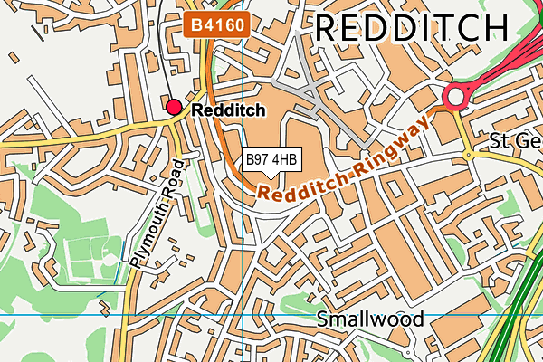 B97 4HB map - OS VectorMap District (Ordnance Survey)