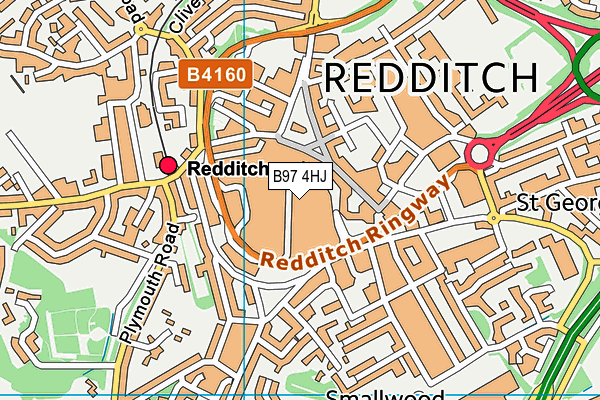 Puregym (Redditch) map (B97 4HJ) - OS VectorMap District (Ordnance Survey)
