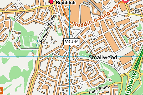 B97 4HY map - OS VectorMap District (Ordnance Survey)