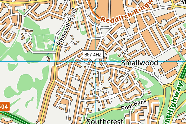 B97 4HZ map - OS VectorMap District (Ordnance Survey)