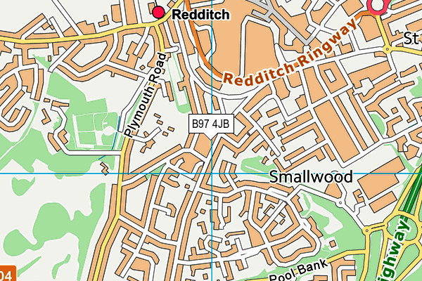 B97 4JB map - OS VectorMap District (Ordnance Survey)