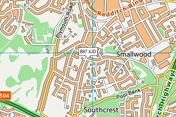 B97 4JD map - OS VectorMap District (Ordnance Survey)