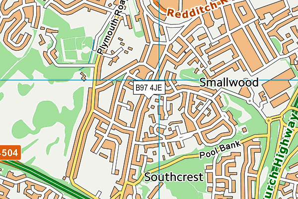 B97 4JE map - OS VectorMap District (Ordnance Survey)