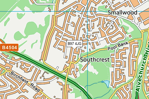 B97 4JG map - OS VectorMap District (Ordnance Survey)