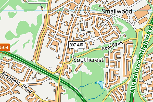 B97 4JR map - OS VectorMap District (Ordnance Survey)