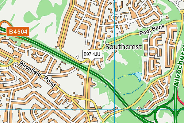 B97 4JU map - OS VectorMap District (Ordnance Survey)