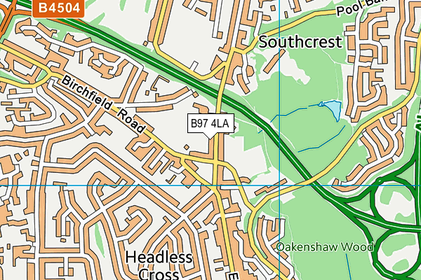B97 4LA map - OS VectorMap District (Ordnance Survey)