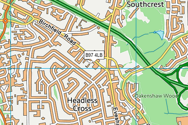 B97 4LB map - OS VectorMap District (Ordnance Survey)