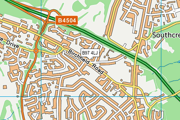 B97 4LJ map - OS VectorMap District (Ordnance Survey)