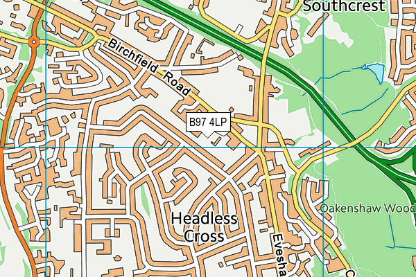 B97 4LP map - OS VectorMap District (Ordnance Survey)