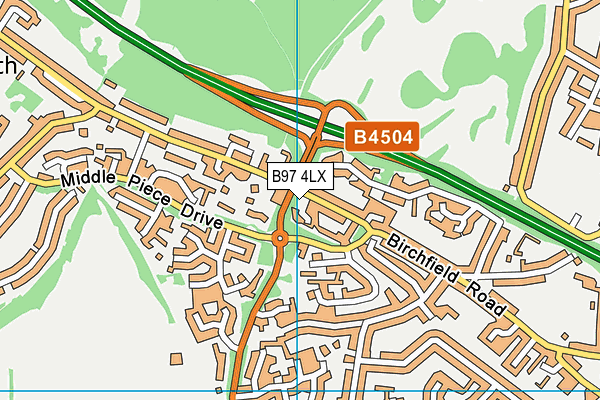 B97 4LX map - OS VectorMap District (Ordnance Survey)