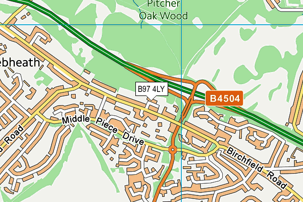 B97 4LY map - OS VectorMap District (Ordnance Survey)