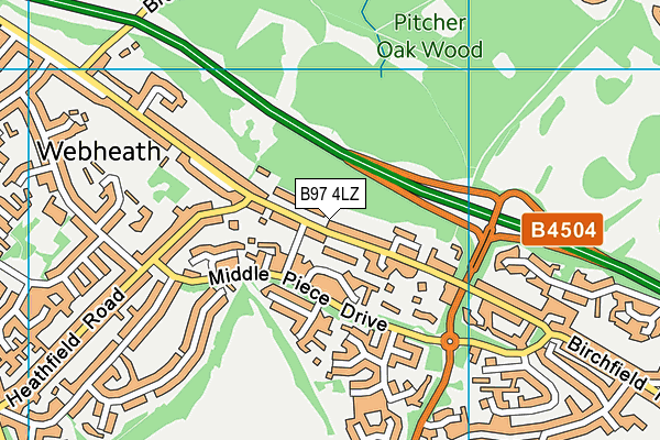 B97 4LZ map - OS VectorMap District (Ordnance Survey)