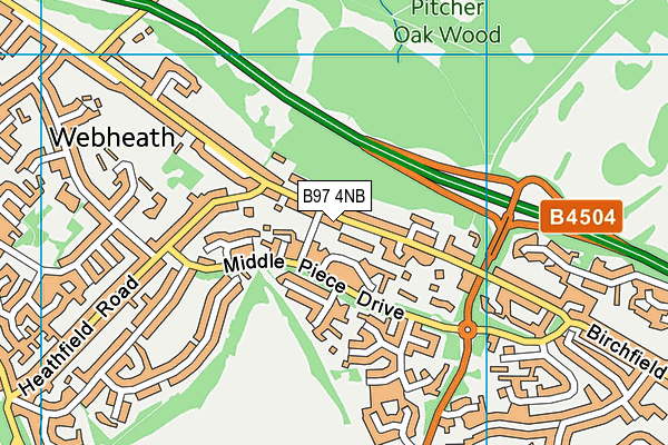 B97 4NB map - OS VectorMap District (Ordnance Survey)