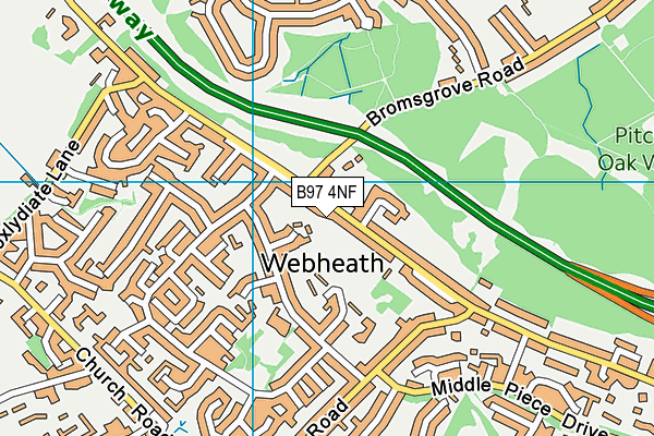 B97 4NF map - OS VectorMap District (Ordnance Survey)