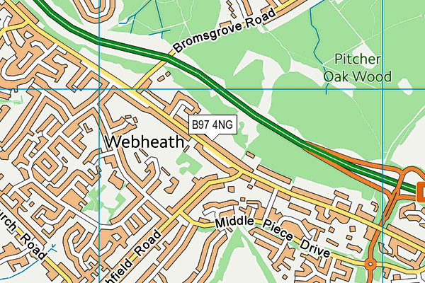 B97 4NG map - OS VectorMap District (Ordnance Survey)