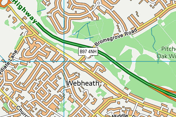 B97 4NH map - OS VectorMap District (Ordnance Survey)