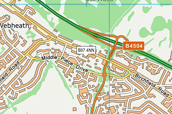 B97 4NN map - OS VectorMap District (Ordnance Survey)