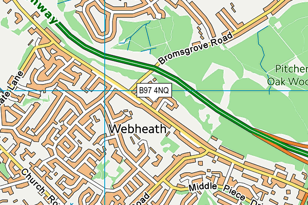 B97 4NQ map - OS VectorMap District (Ordnance Survey)