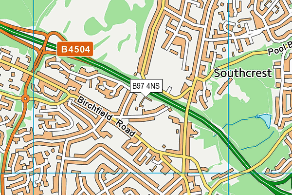 B97 4NS map - OS VectorMap District (Ordnance Survey)