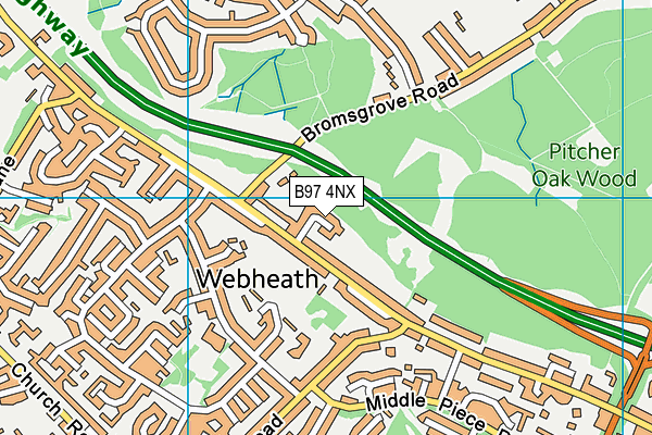 B97 4NX map - OS VectorMap District (Ordnance Survey)