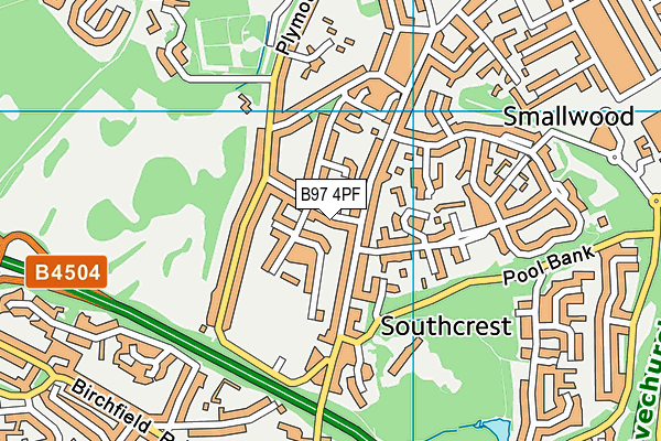 B97 4PF map - OS VectorMap District (Ordnance Survey)