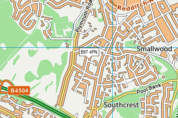 B97 4PN map - OS VectorMap District (Ordnance Survey)