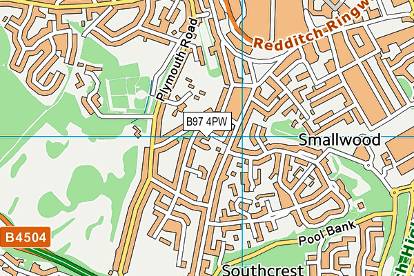 B97 4PW map - OS VectorMap District (Ordnance Survey)