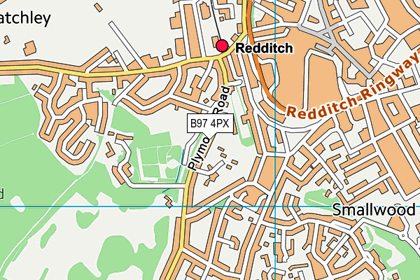 B97 4PX map - OS VectorMap District (Ordnance Survey)